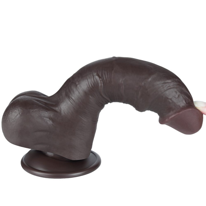Dildo Realistic Sliding Skin Dual Layer I, Brun Inchis, 20 Cm 2