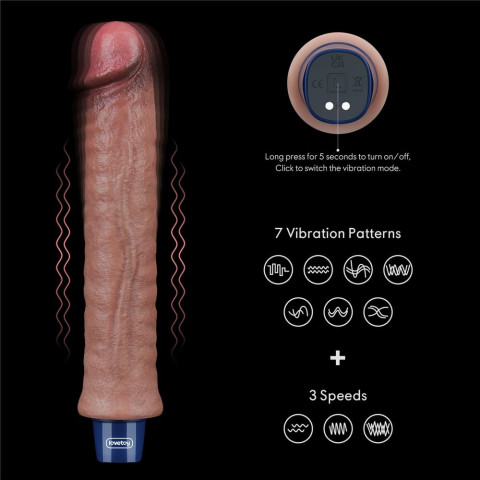 silicone, Vibrator Reincarcabil Real Softee, Brun Deschis, 24 Cm, pasiune.ro
