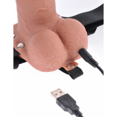Strap On Cu Vibratii, Strap-on/extensie Penis Cu Vibratii, Brun, 17.8 Cm, pasiune.ro