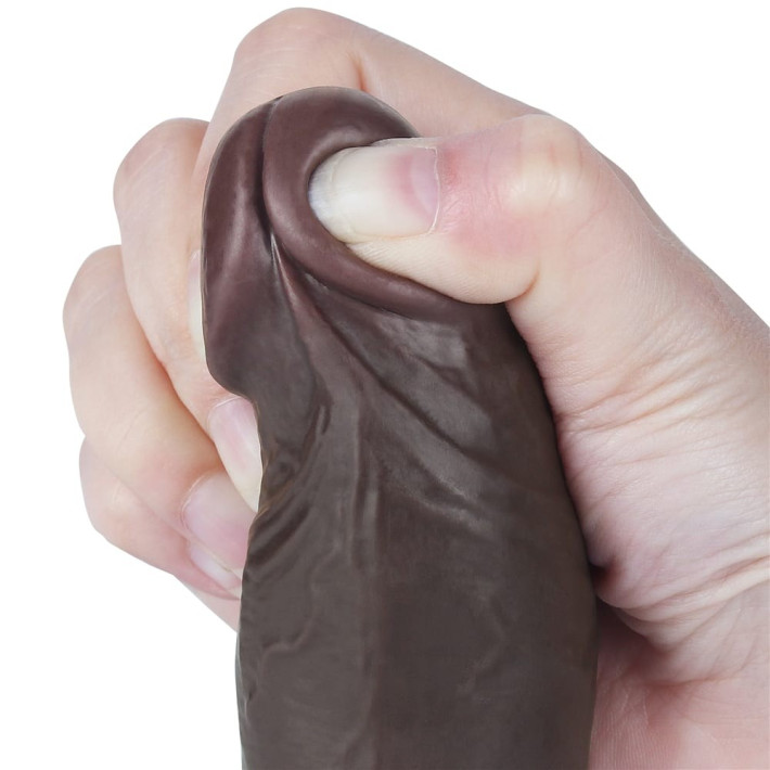 Dildo Realistic Sliding Skin Dual Layer I, Brun Inchis, 20 Cm 10