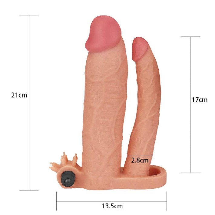 Extensie/manson Penis Dublu Cu Vibratii, Natural, +7.5 Cm 3