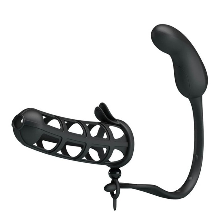 Manson Penis, Inel Testicule Si Dop Anal Cu Vibratii Hercules, Negru 6