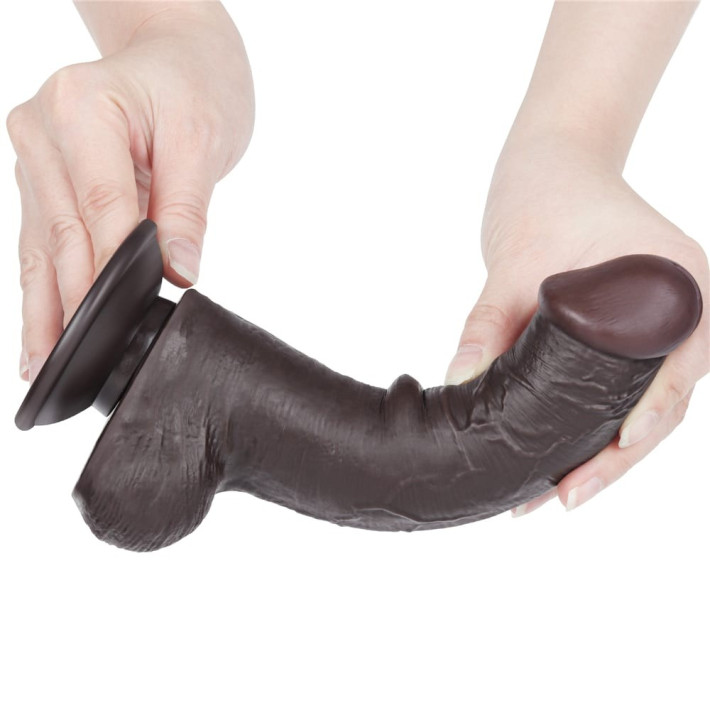 Dildo Realistic Sliding Skin Dual Layer Iii, Brun Inchis, 20 Cm 7