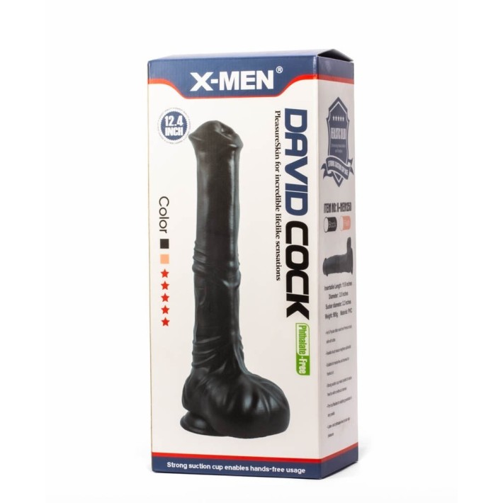 Dildo Realistic Cu Ventuza David, Negru, 31.5 Cm 6