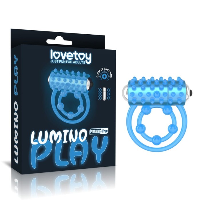 Inel Penis Fosforescent Cu Vibratii Lumino Play Vibrating Penis Ring 2, Albastru 10