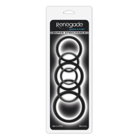NS Toys, Set 6 Inele Penis Renegade Build-a-cage Rings, Negru, pasiune.ro