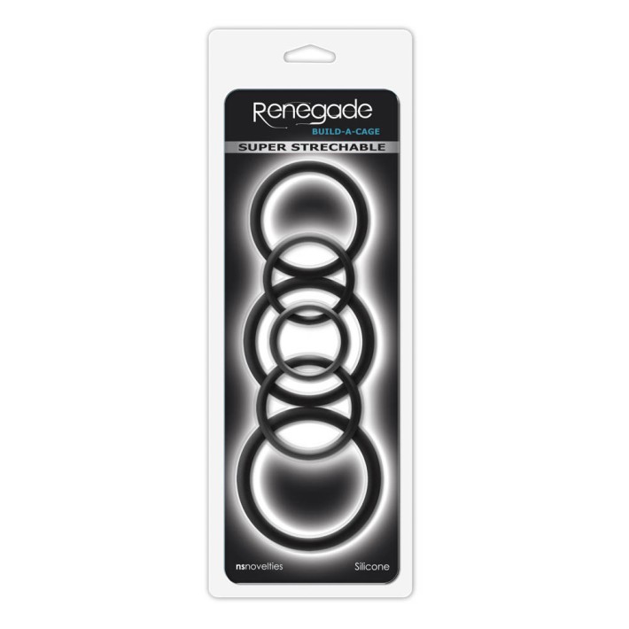 Set 6 Inele Penis Renegade Build-a-cage Rings, Negru 2