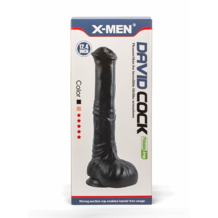 Dildo Realistic Cu Ventuza David, Negru, 31.5 Cm 7