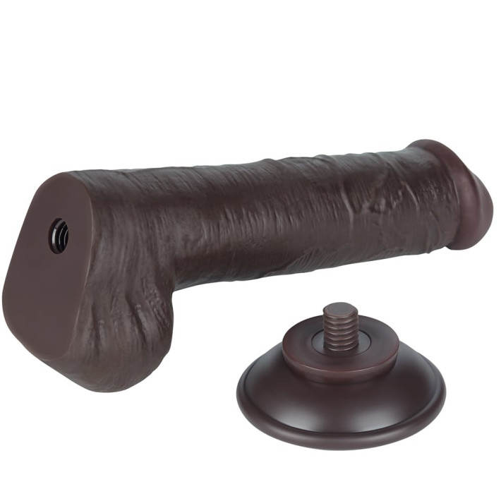 Dildo Realistic Sliding Skin Dual Layer Iii, Brun Inchis, 20 Cm 3