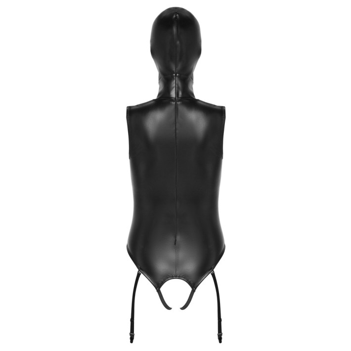Body Crotchless Din Piele Vegana Cu Masca Si Portjartier Bad Kitty 6