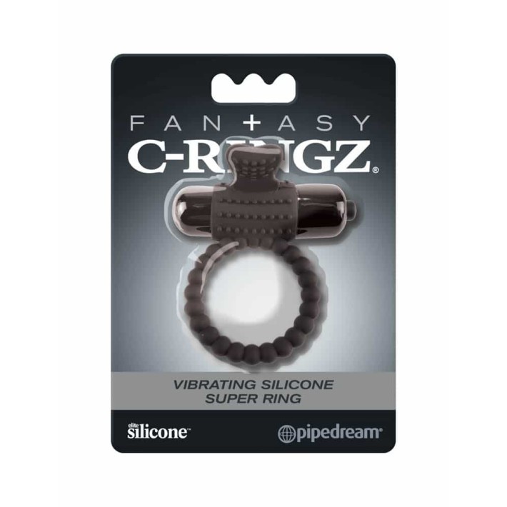 Inel Penis Vibrating Silicone Super Ring, Negru 4