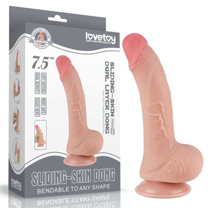 Dildo Realistic Sliding Skin Dual Layer I, Natural, 19 Cm 11