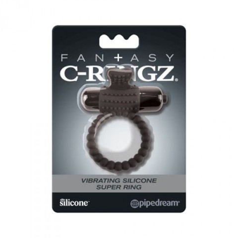 Jucarii adulti, Inel Penis Vibrating Silicone Super Ring, Negru, pasiune.ro
