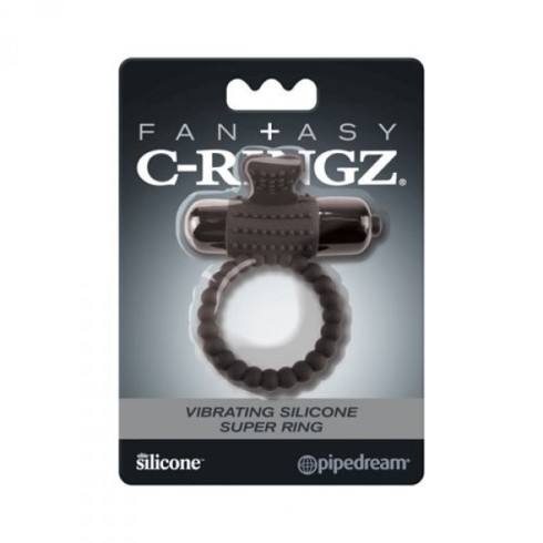 silicone, Inel Penis Vibrating Silicone Super Ring, Negru, pasiune.ro