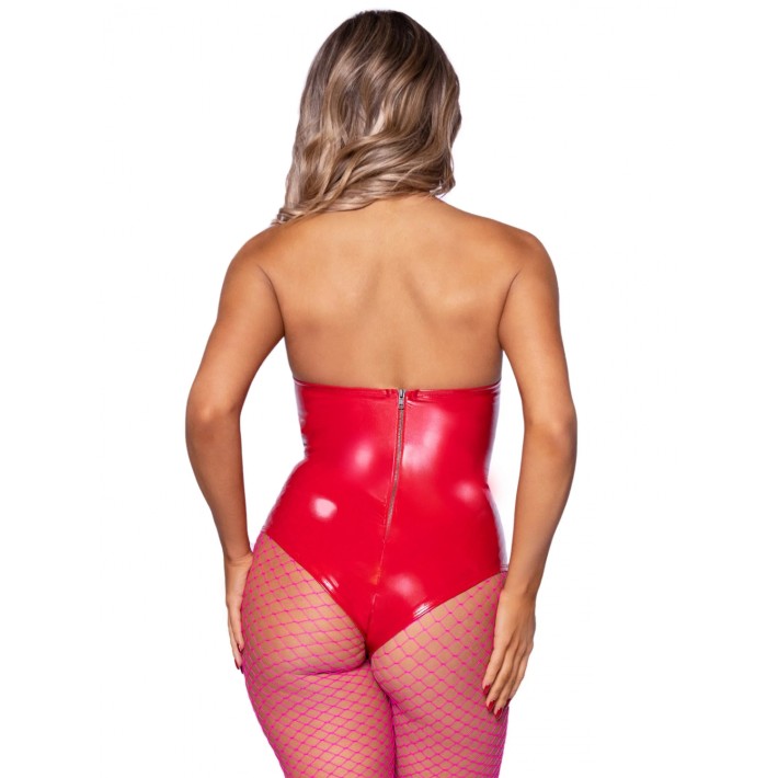 Body Negru Din Vinil Tip Corset Leg Avenue Rosu 3