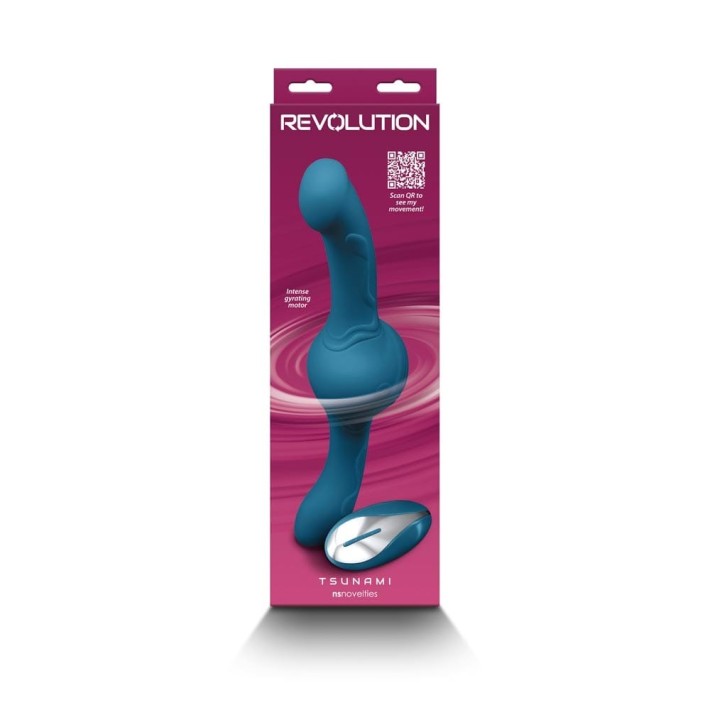 Vibrator Special Extra Puternic Cu Functie Rotatie Revolution Tsunami, Albastru, 30 Cm 3