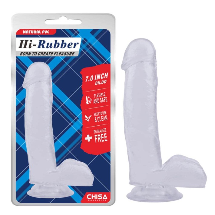Dildo Clasic Cu Ventuza, Transparent,  17.7 Cm 5
