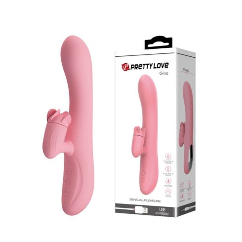 oua, Vibrator Special Cu Rotatii Gina, Roz Pudrat, 20.5 Cm, pasiune.ro
