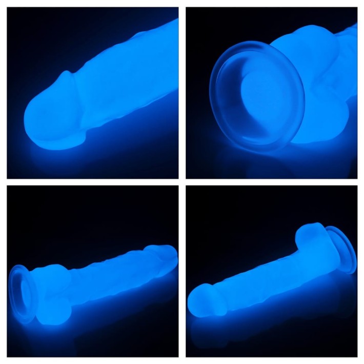 Dildo Clasic Fosforescent Lumino Play, Alb, 21.5 Cm 6