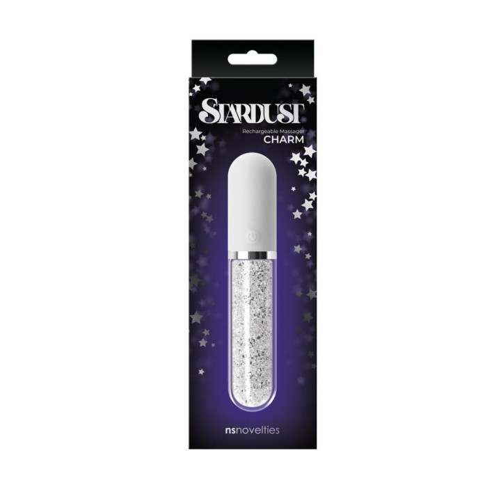 Vibrator Clasic Stardust Charm, Alb, 16.5 Cm 2
