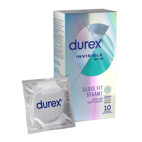 prezervative, Prezervative Durex Invisible Slim Fit, 10 Buc, pasiune.ro