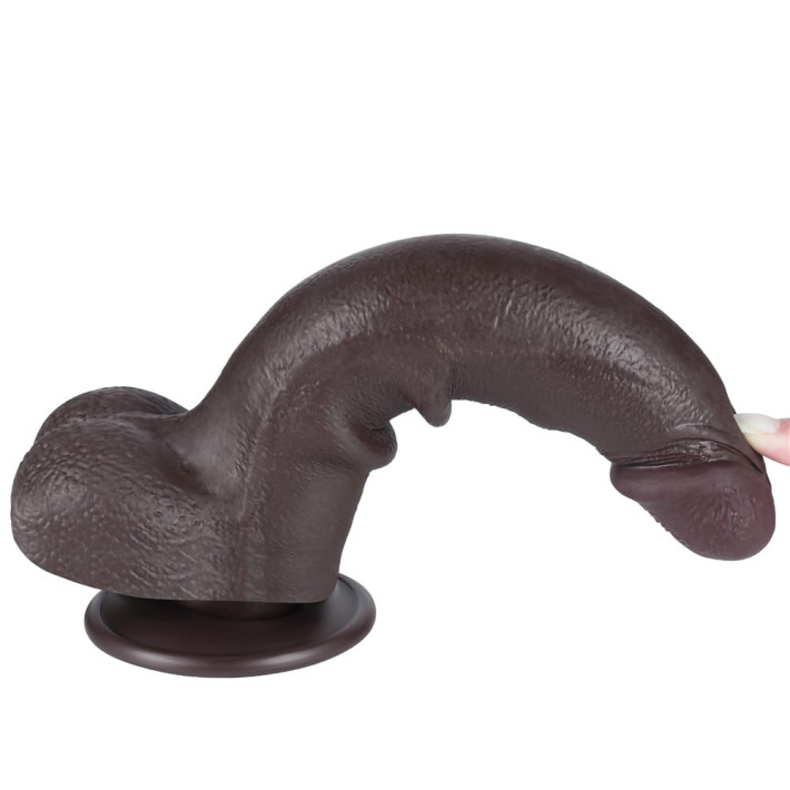 Dildo Realistic Sliding Skin Dual Layer I, Brun Inchis, 21.5 Cm 2