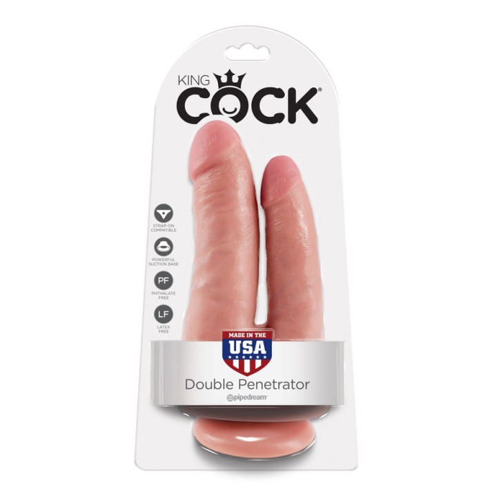 Dildo Dublu King Cock Double Penetrator, Natural, 20 Cm 4