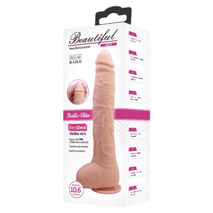 Dildo Clasic Cu Ventuza Beautiful Dick, Natural, 27 Cm 4