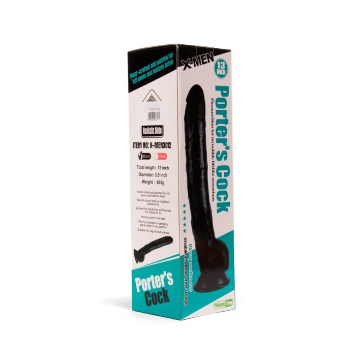 Dildo Clasic Porters, Negru, 33 Cm 5
