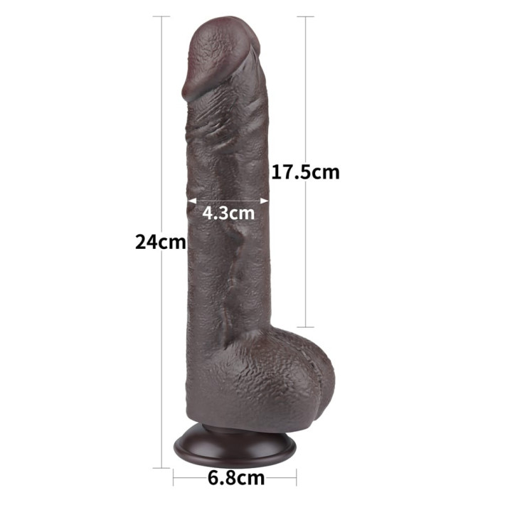 Dildo Realistic Sliding Skin Dual Layer, Brun Inchis, 24 Cm 5