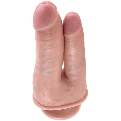 ou, Dildo Dublu King Cock Double Penetrator, Natural, 20 Cm, pasiune.ro