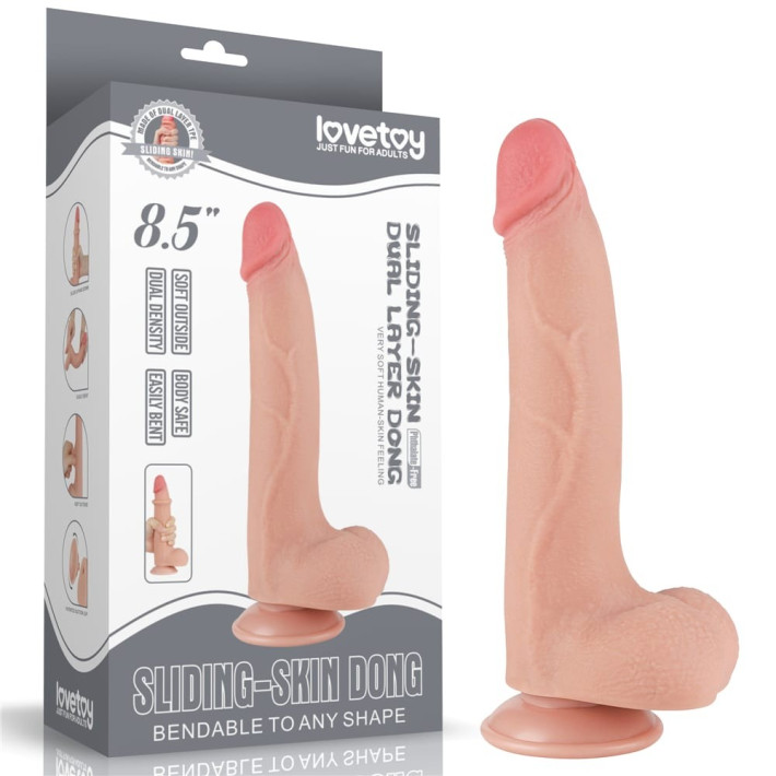 Dildo Realistic Sliding Skin Dual Layer I, Natural, 21.5 Cm 12