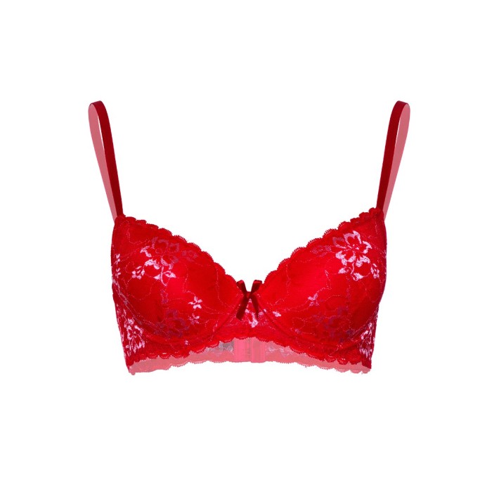 Sutien Cu Flori Dantelate Rosu Demi Daring Intimates 4