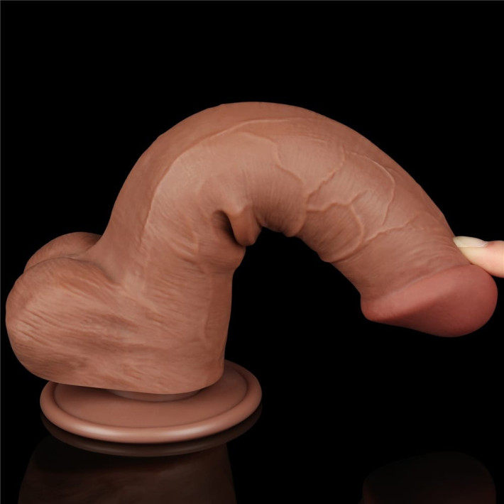 Dildo Realistic Sliding Skin Dual Layer Iii, Brun Deschis, 20 Cm 11