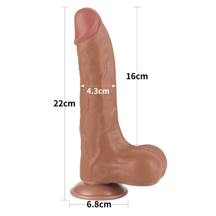 Dildo Realistic Sliding Skin Dual Layer Ii, Brun Deschis, 21.5 Cm 5