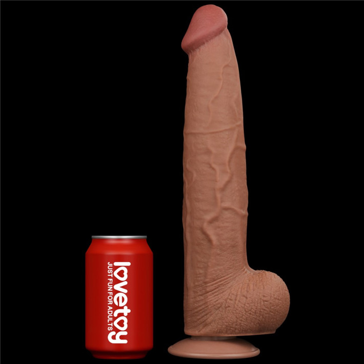 Dildo Ultra Realistic King Sized Sliding Skin Dual Layer Dong, Brun, 34 Cm 12