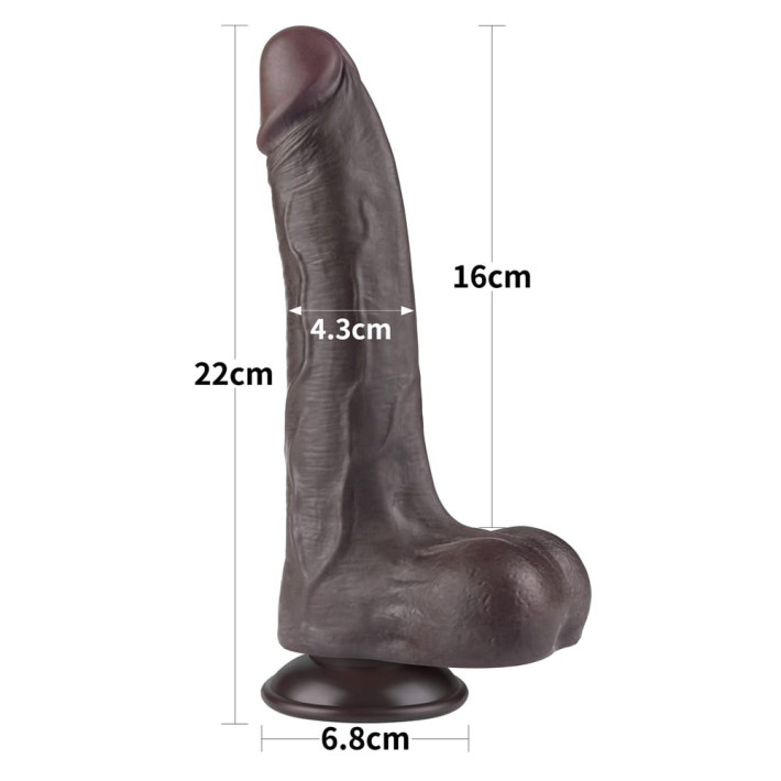 Dildo Realistic Sliding Skin Dual Layer Ii, Brun Inchis, 21.5 Cm 5