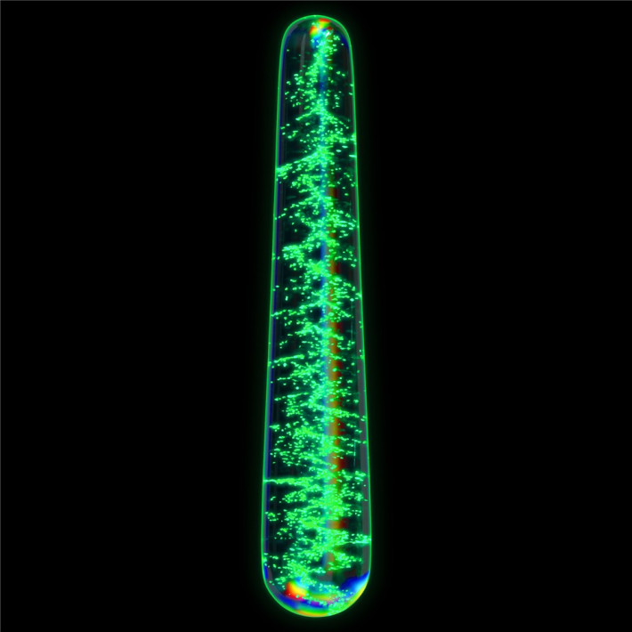Dildo Fosforescent Din Sticla Borosilicata Glow-in-the-dark Twilight Gleam Slim Fantasy, Multicolor, 16 Cm 6