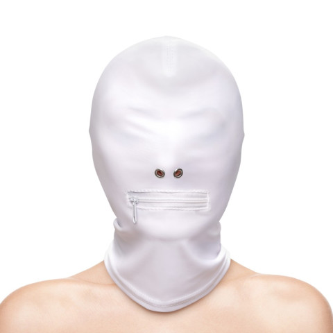 Masti, Fetish & Fashion - Zippered Mouth Hood - White - Alternate Package, pasiune.ro