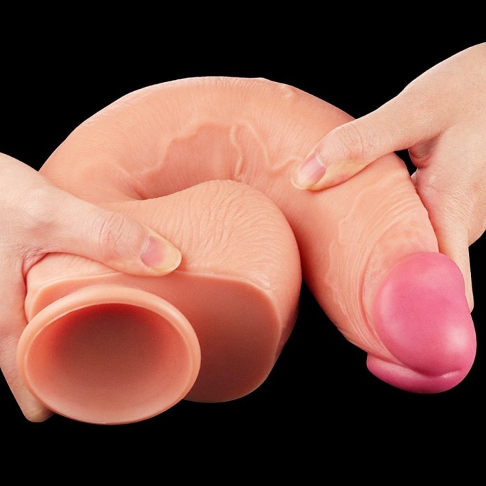 Dildo Clasic Din Silicon Dublu-stratificat Platinum, Natural, 30 Cm 3