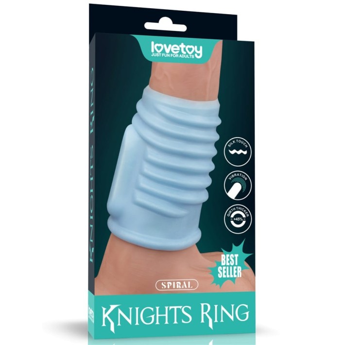 Inel / Manson Penis Cu Vibratii Spiral Knights, Albastru 9