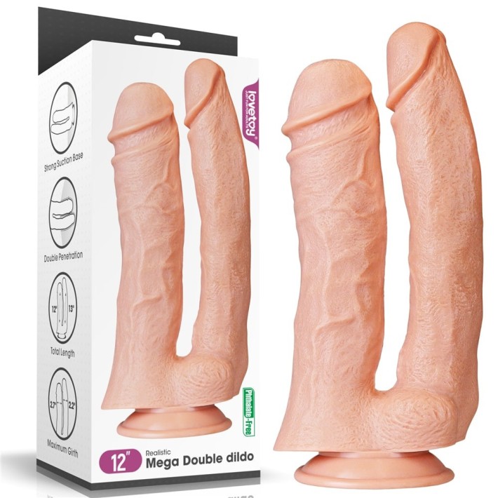Dildo Xxl Dublu Realistic Mega Double, Natural, 30.4 Cm 8