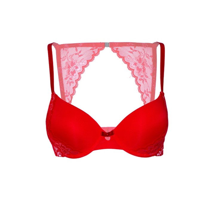 Sutien Cu Push-up Si Detalii Dantelate La Spate Rosu Daring Intimate 4