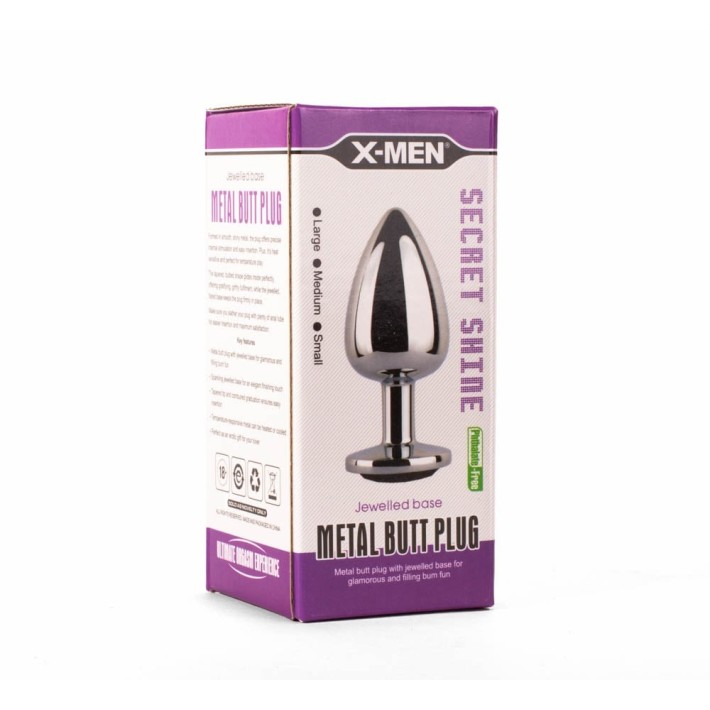 Dop Anal Cu Bijuterie Secret Shade Metal L, Argintiu + Negru, 9.5 Cm 6