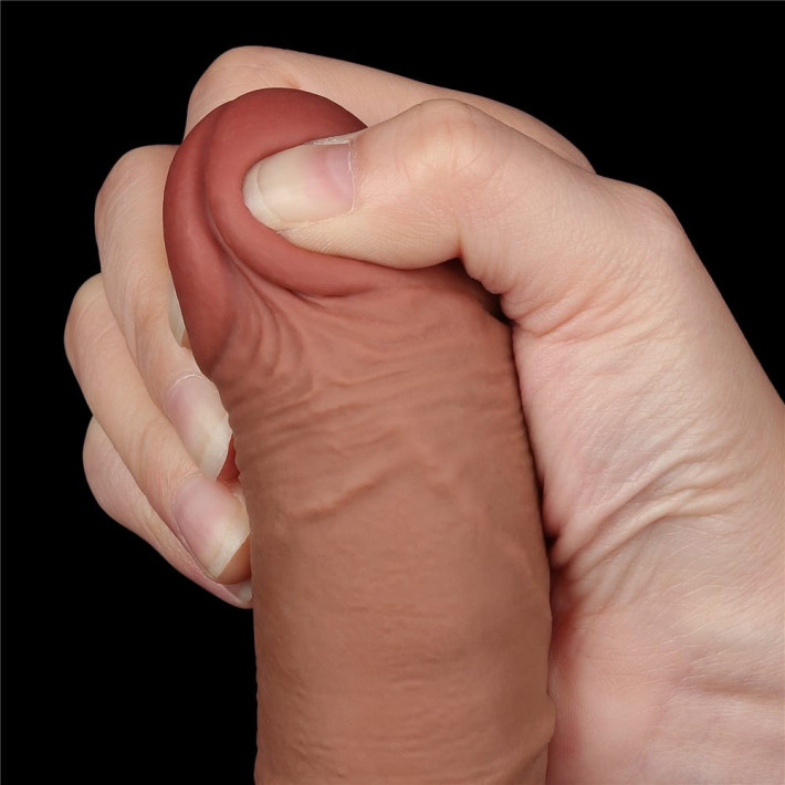 Dildo Realistic Sliding Skin Dual Layer I, Brun Deschis, 19 Cm 2
