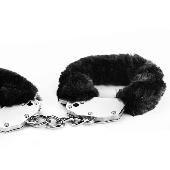 Fetish Pleasure Fluffy Hand Cuffs Black 4