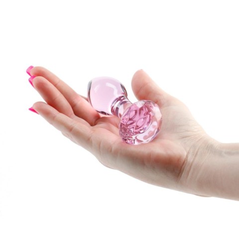dop, Dop Anal Din Sticla Crystal Gem, Roz, 9 Cm, pasiune.ro