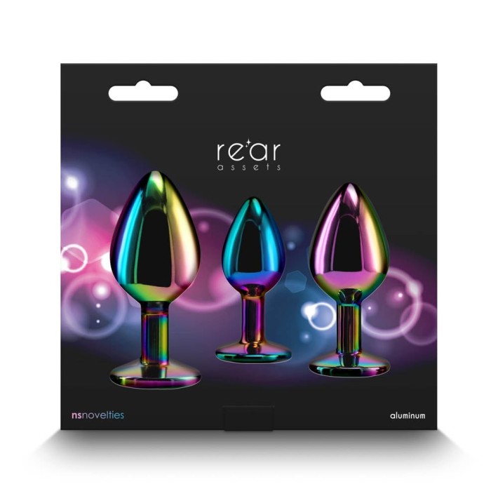 Set 3 Dopuri Anale Cu Bijuterie Rear Assets Trainer Kit Rainbow Heart, Multicolor 2