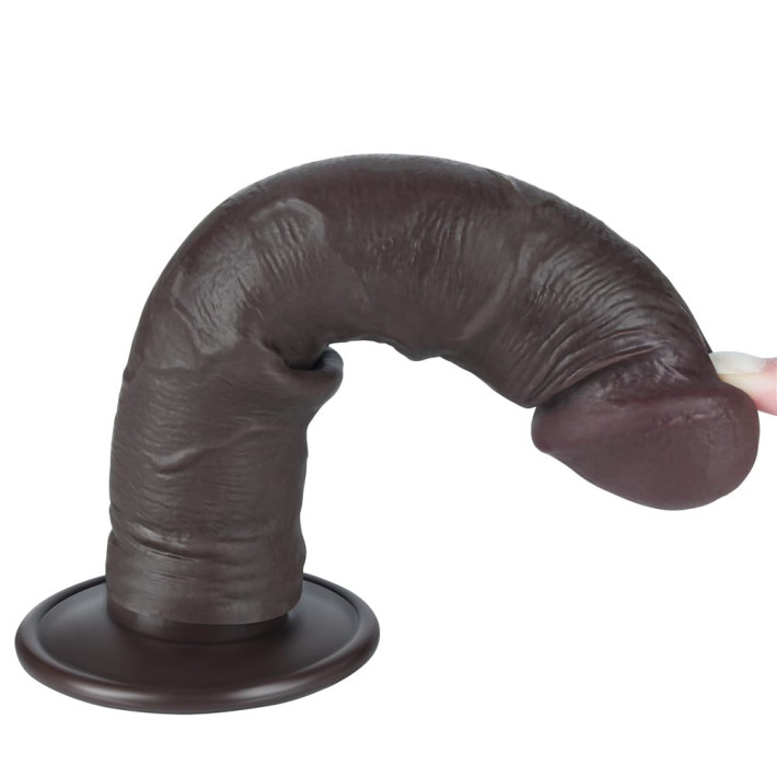 Dildo Realistic Sliding Skin Dual Layer Ii, Brun Inchis, 20 Cm 2