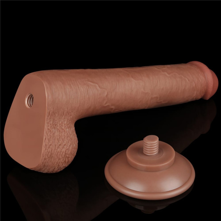 Dildo Realistic Sliding Skin Dual Layer, Brun Deschis, 22.5 Cm 3